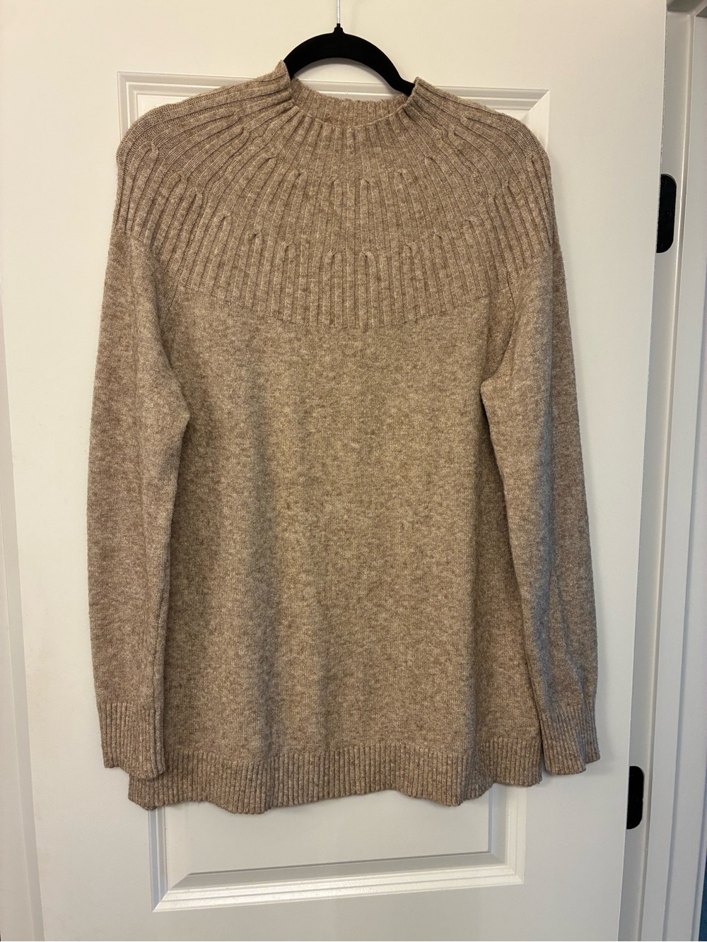 Anthropologie Rib-Yoke Turtleneck Sweater - Taupe